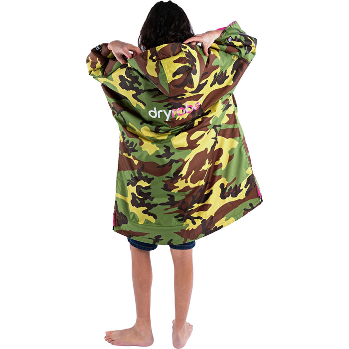 2024 Dryrobe Advance Junior Short Sleeve Change Robe V3 V3KSS - Camo / Pink